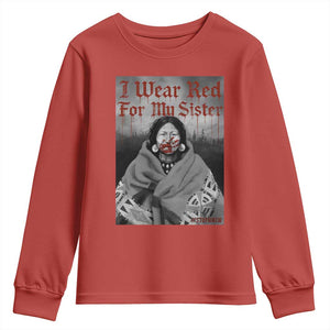 Stop MMIW Youth Sweatshirt I Wear Red For My Sister Native American TS10 Red Print Your Wear