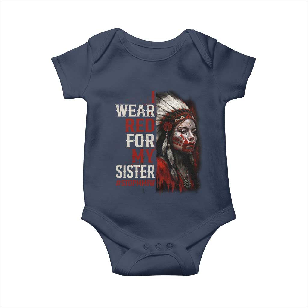 MMIW Baby Onesie I Wear Red For My Sister Native American Stop MMIW TS10 Navy Print Your Wear