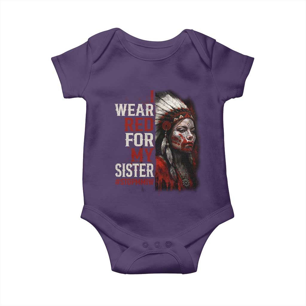 MMIW Baby Onesie I Wear Red For My Sister Native American Stop MMIW TS10 Purple Print Your Wear