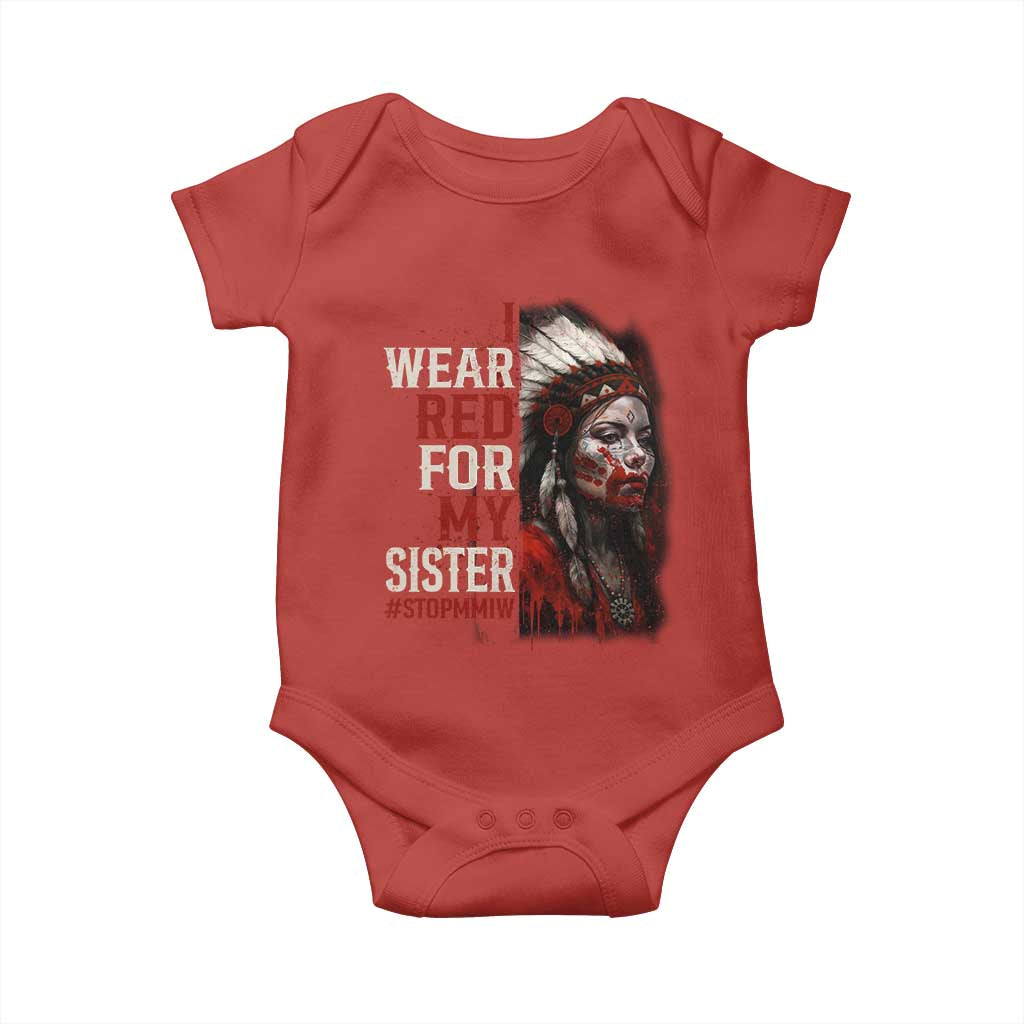 MMIW Baby Onesie I Wear Red For My Sister Native American Stop MMIW TS10 Red Print Your Wear