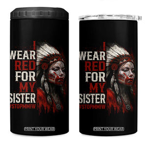 MMIW 4 in 1 Can Cooler Tumbler I Wear Red For My Sister Native American Stop MMIW TS10 One Size: 16 oz Black Print Your Wear