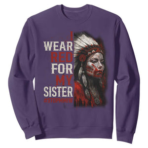 MMIW Sweatshirt I Wear Red For My Sister Native American Stop MMIW TS10 Purple Print Your Wear