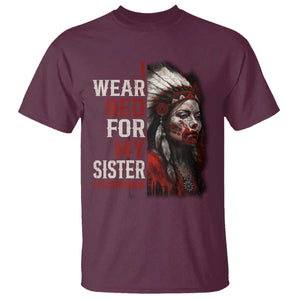 MMIW T Shirt I Wear Red For My Sister Native American Stop MMIW TS10 Maroon Print Your Wear