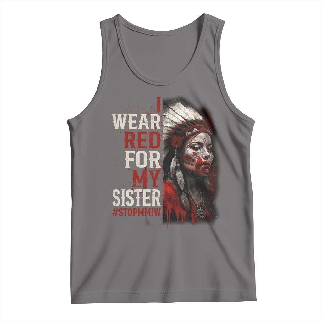 MMIW Tank Top I Wear Red For My Sister Native American Stop MMIW TS10 Deep Heather Print Your Wear