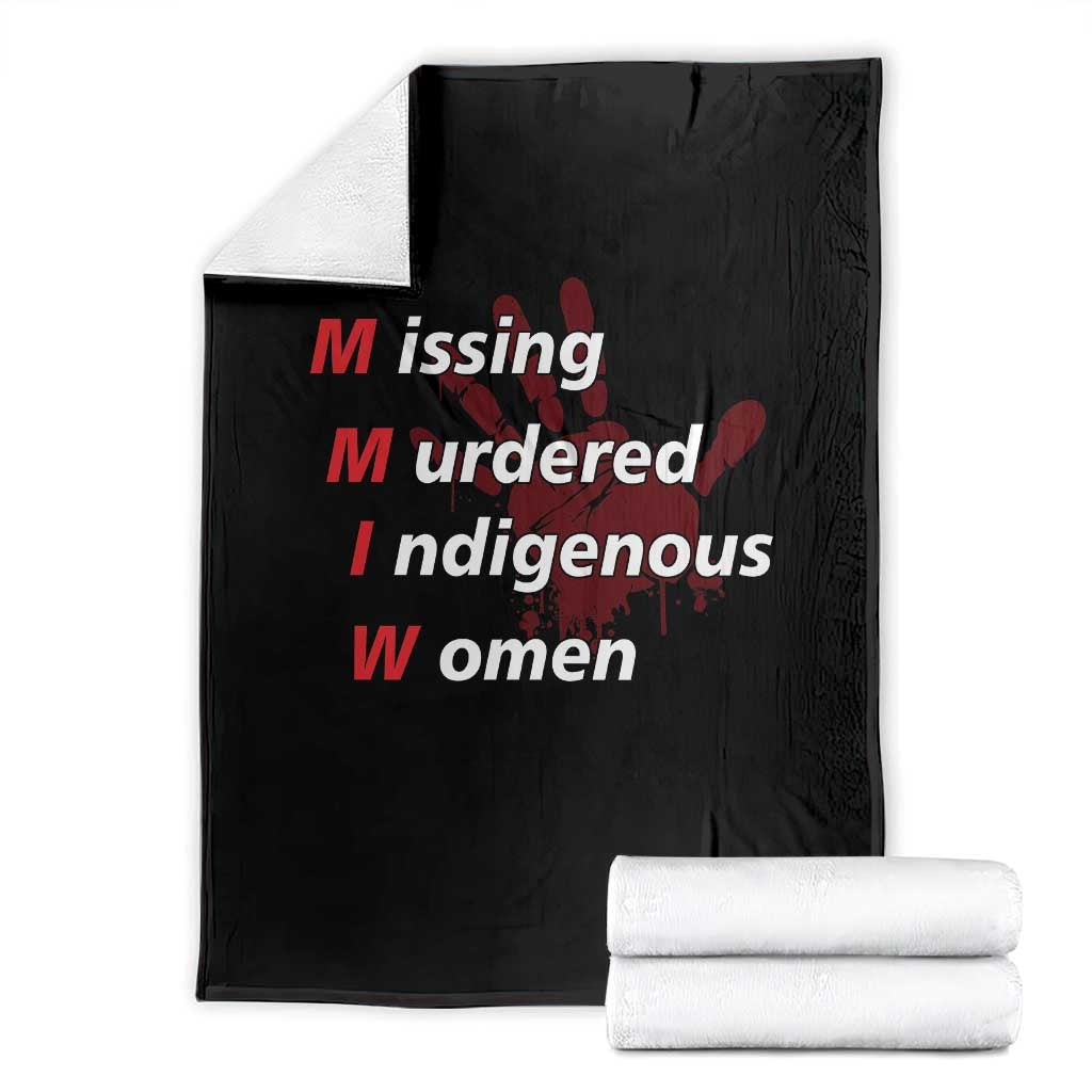 MMIW Throw Blanket Missing Murdered Indigenous Women Red Hand TS10 Black Print Your Wear