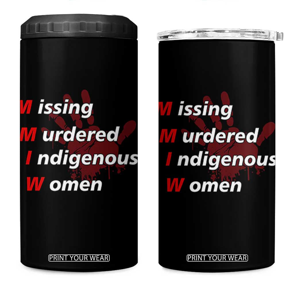MMIW 4 in 1 Can Cooler Tumbler Missing Murdered Indigenous Women Red Hand TS10 One Size: 16 oz Black Print Your Wear