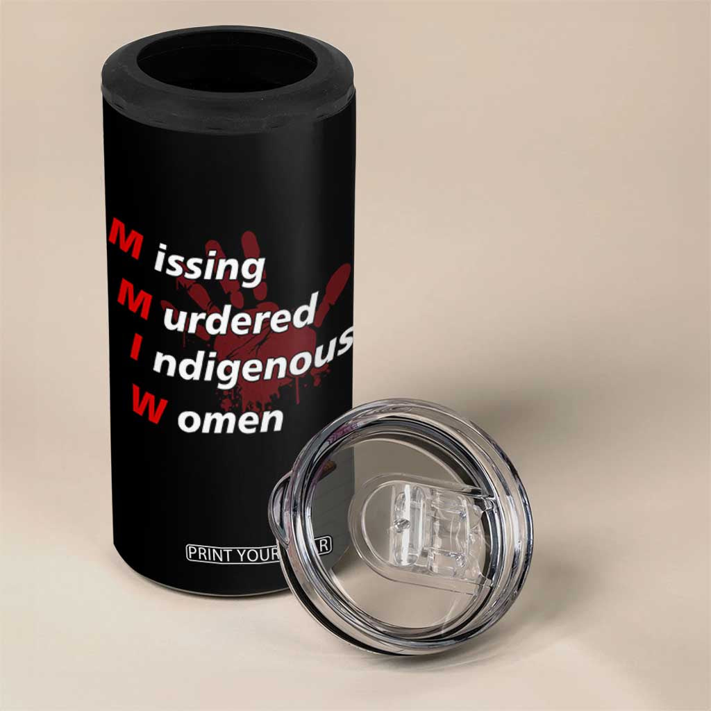 MMIW 4 in 1 Can Cooler Tumbler Missing Murdered Indigenous Women Red Hand TS10 Print Your Wear