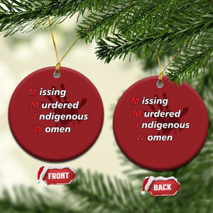 MMIW Christmas Ornament Missing Murdered Indigenous Women Red Hand TS10 Circle Red Print Your Wear