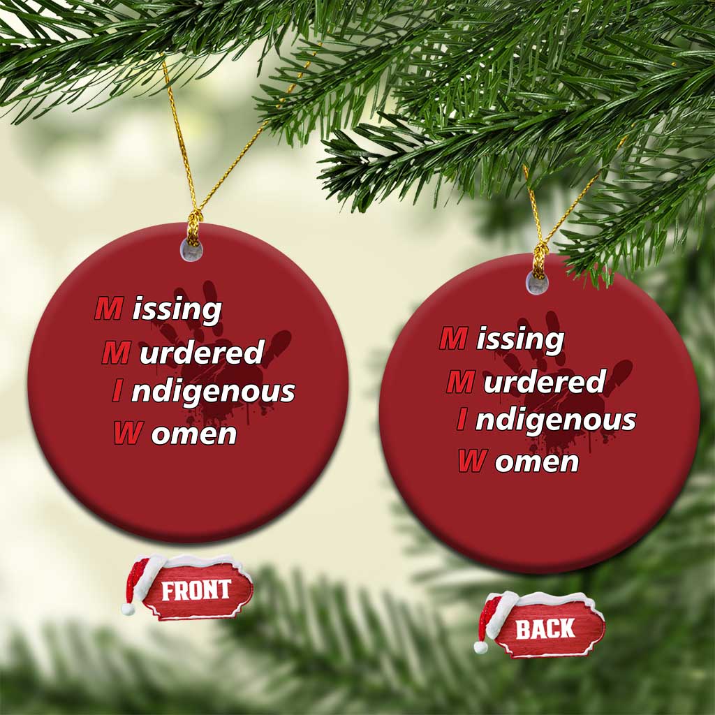 MMIW Christmas Ornament Missing Murdered Indigenous Women Red Hand TS10 Circle Red Print Your Wear