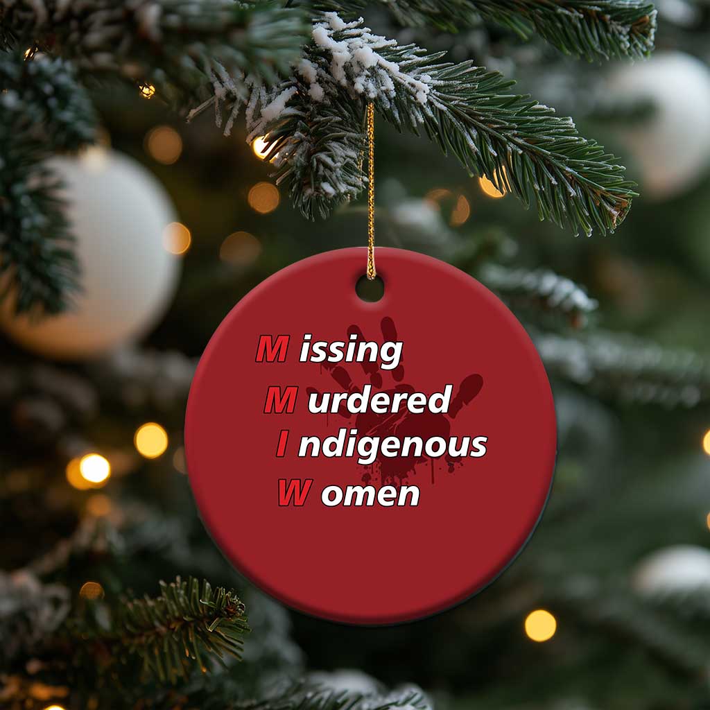 MMIW Christmas Ornament Missing Murdered Indigenous Women Red Hand TS10 Print Your Wear