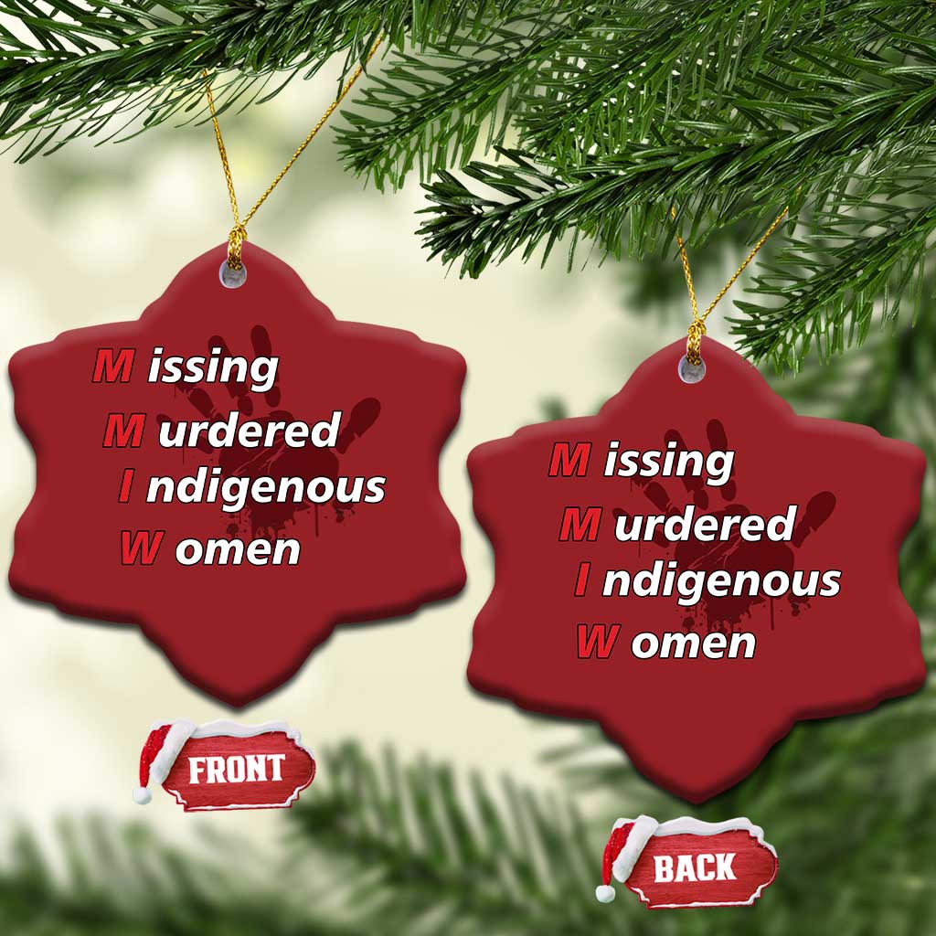 MMIW Christmas Ornament Missing Murdered Indigenous Women Red Hand TS10 Snow Flake Red Print Your Wear
