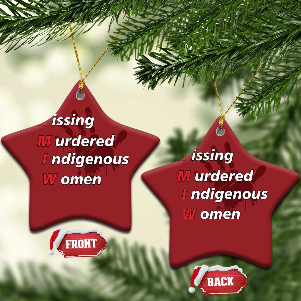 MMIW Christmas Ornament Missing Murdered Indigenous Women Red Hand TS10 Star Red Print Your Wear