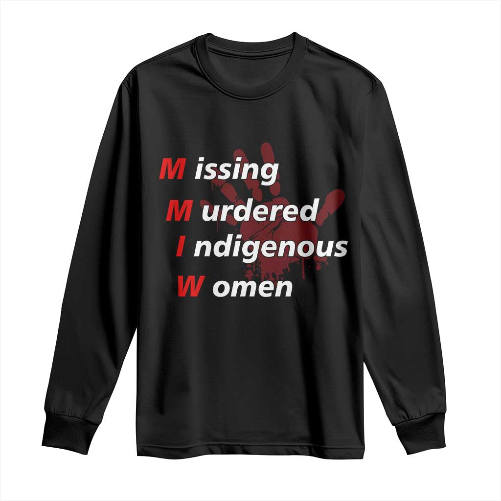 MMIW Long Sleeve Shirt Missing Murdered Indigenous Women Red Hand TS10 Black Print Your Wear