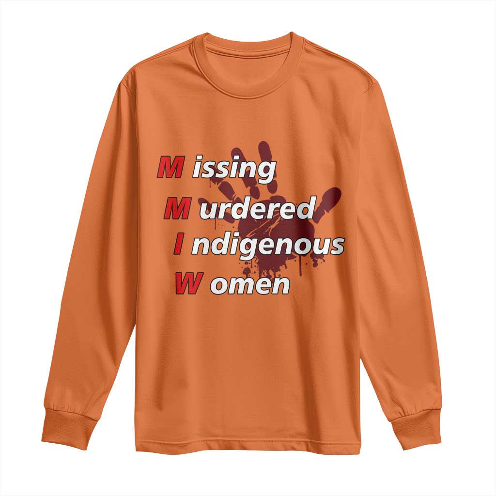 MMIW Long Sleeve Shirt Missing Murdered Indigenous Women Red Hand TS10 Orange Print Your Wear