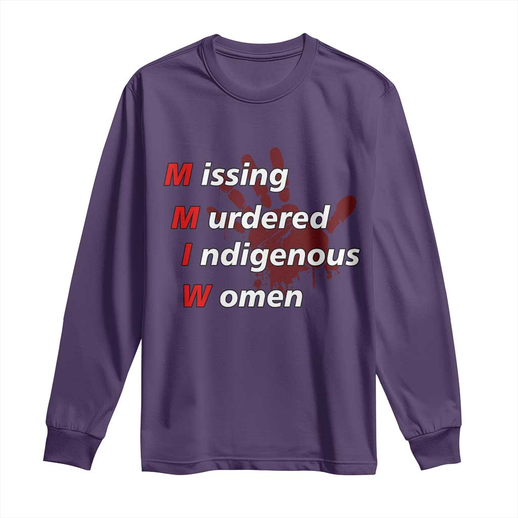 MMIW Long Sleeve Shirt Missing Murdered Indigenous Women Red Hand TS10 Purple Print Your Wear