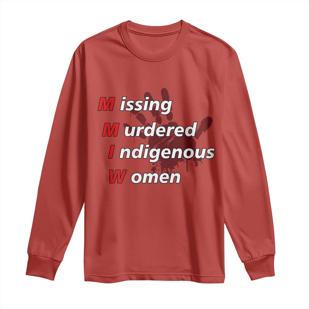 MMIW Long Sleeve Shirt Missing Murdered Indigenous Women Red Hand TS10 Red Print Your Wear