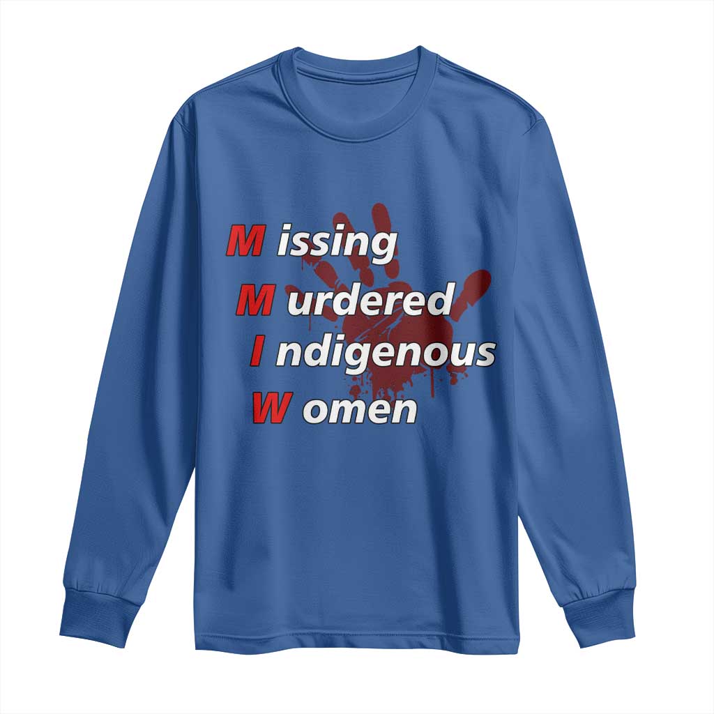 MMIW Long Sleeve Shirt Missing Murdered Indigenous Women Red Hand TS10 Royal Blue Print Your Wear