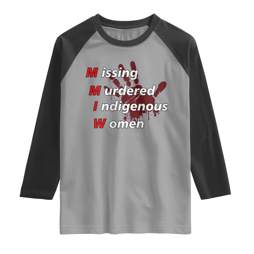MMIW Raglan Shirt Missing Murdered Indigenous Women Red Hand TS10 Sport Gray Black Print Your Wear