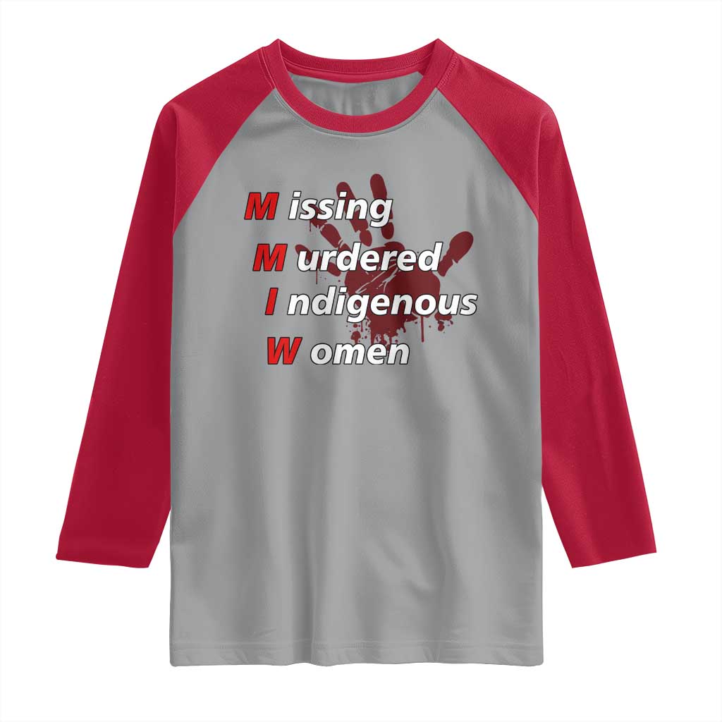 MMIW Raglan Shirt Missing Murdered Indigenous Women Red Hand TS10 Sport Gray Red Print Your Wear