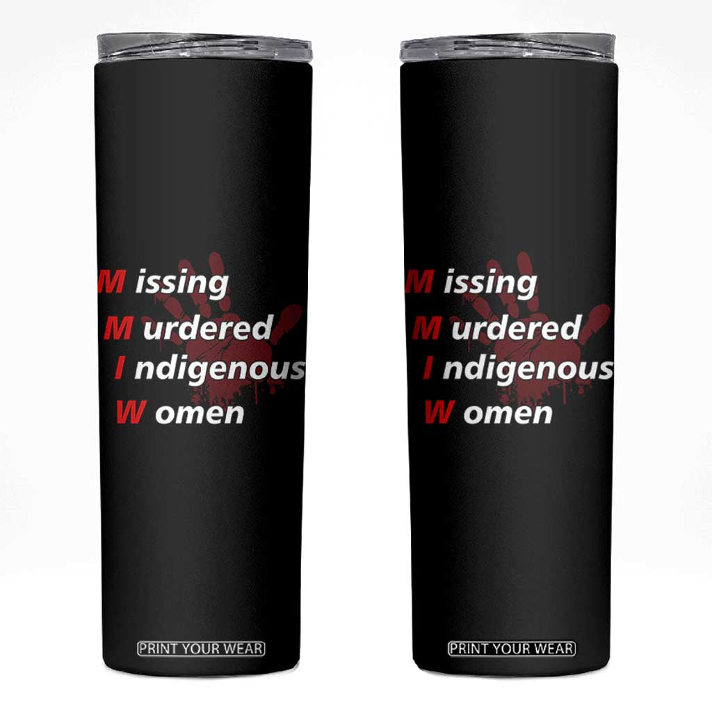MMIW Skinny Tumbler Missing Murdered Indigenous Women Red Hand TS10 Black Print Your Wear