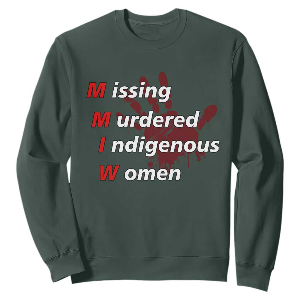 MMIW Sweatshirt Missing Murdered Indigenous Women Red Hand TS10 Dark Forest Green Print Your Wear