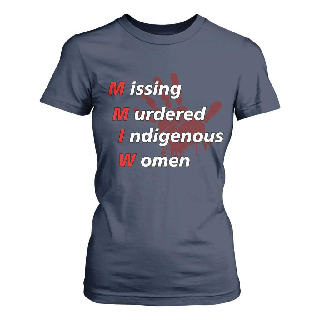 MMIW T Shirt For Women Missing Murdered Indigenous Women Red Hand TS10 Navy Print Your Wear
