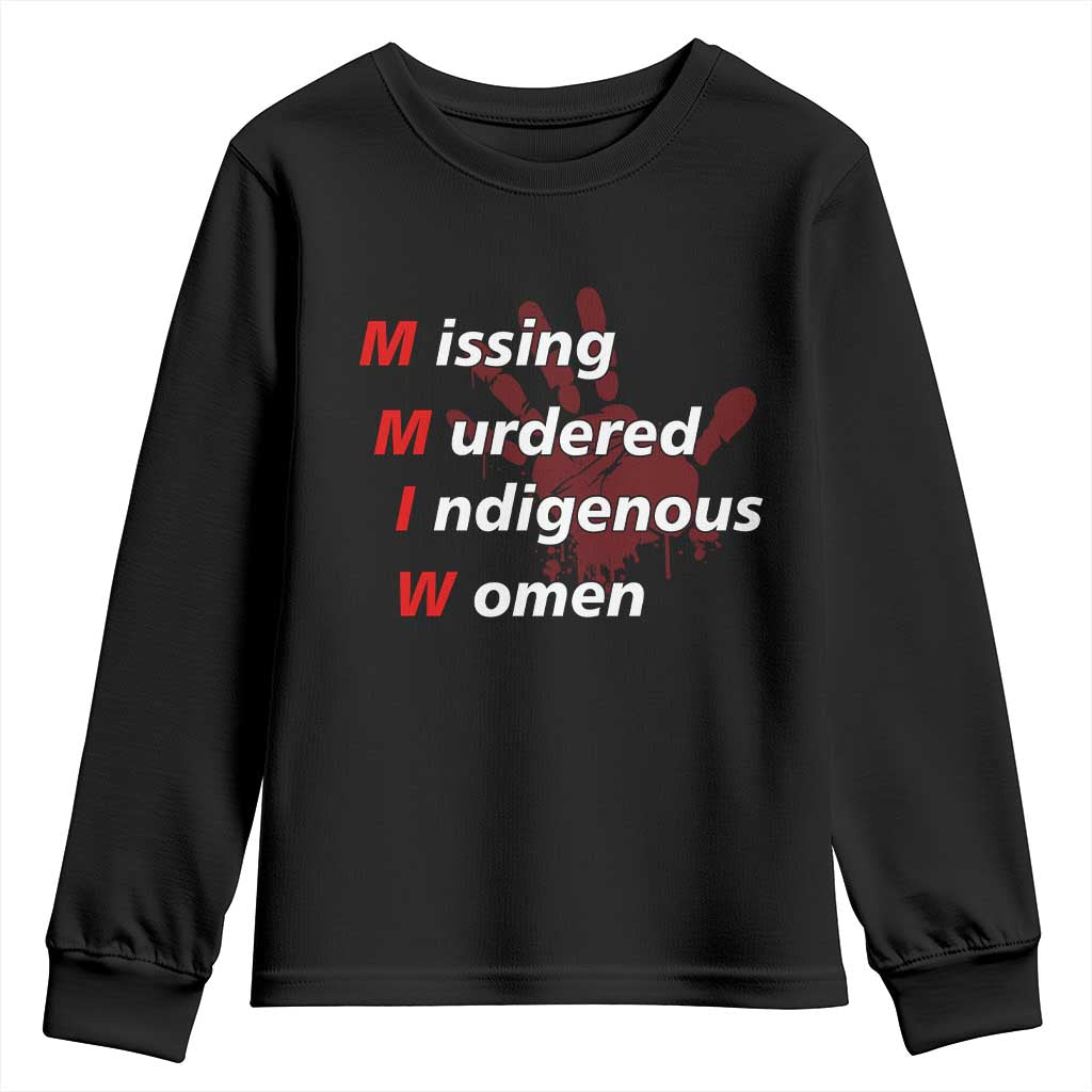 MMIW Youth Sweatshirt Missing Murdered Indigenous Women Red Hand TS10 Black Print Your Wear
