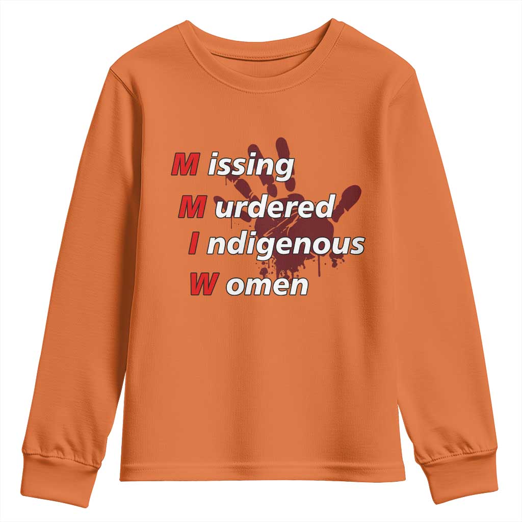 MMIW Youth Sweatshirt Missing Murdered Indigenous Women Red Hand TS10 Orange Print Your Wear