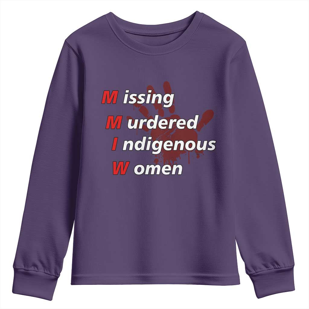 MMIW Youth Sweatshirt Missing Murdered Indigenous Women Red Hand TS10 Purple Print Your Wear