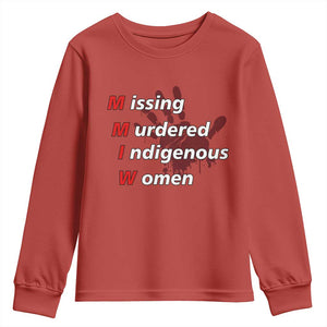 MMIW Youth Sweatshirt Missing Murdered Indigenous Women Red Hand TS10 Red Print Your Wear