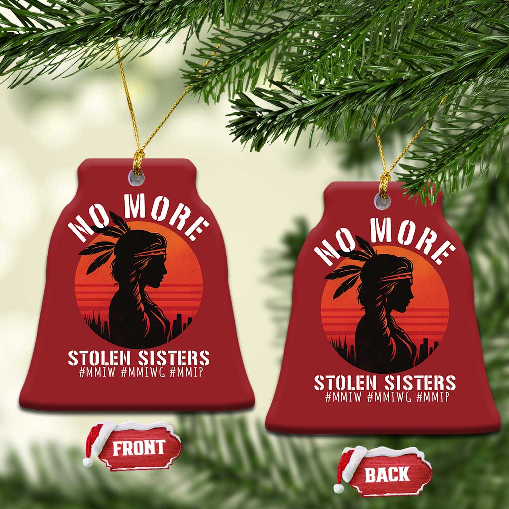 MMIW No More Stolen Sisters Christmas Ornament American Native Indigenous Woman TS10 Bell Flake Red Print Your Wear