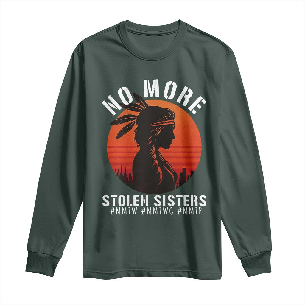 MMIW No More Stolen Sisters Long Sleeve Shirt American Native Indigenous Woman TS10 Dark Forest Green Print Your Wear
