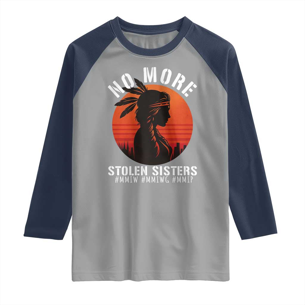 MMIW No More Stolen Sisters Raglan Shirt American Native Indigenous Woman TS10 Sport Gray Navy Print Your Wear
