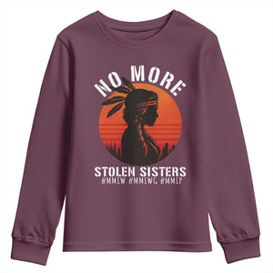 MMIW No More Stolen Sisters Youth Sweatshirt American Native Indigenous Woman TS10 Maroon Print Your Wear