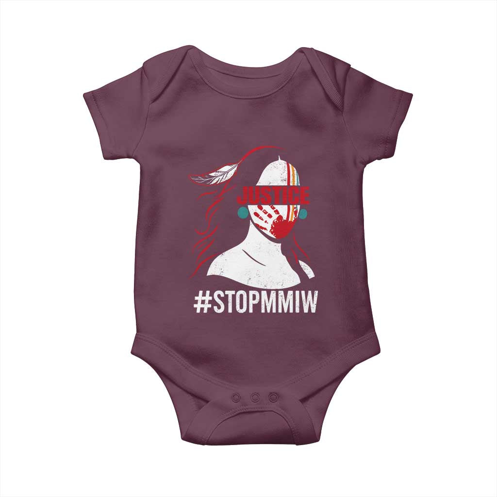 MMIW Awareness Baby Onesie Justice For Indigenous Woman Stop Stolen Sisters TS10 Maroon Print Your Wear