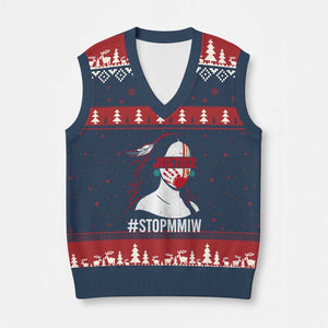 MMIW Awareness V-Neck Knit Sweater Vest Justice For Indigenous Woman Stop Stolen Sisters TS10 Navy Red Print Your Wear