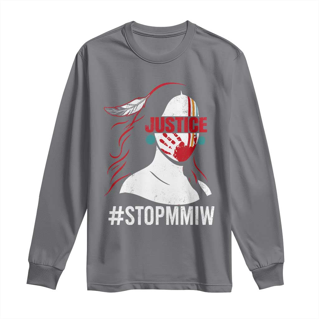MMIW Awareness Long Sleeve Shirt Justice For Indigenous Woman Stop Stolen Sisters TS10 Charcoal Print Your Wear