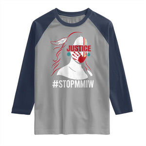 MMIW Awareness Raglan Shirt Justice For Indigenous Woman Stop Stolen Sisters TS10 Sport Gray Navy Print Your Wear