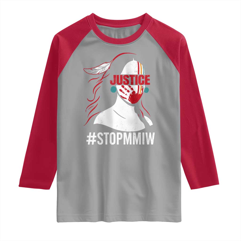 MMIW Awareness Raglan Shirt Justice For Indigenous Woman Stop Stolen Sisters TS10 Sport Gray Red Print Your Wear