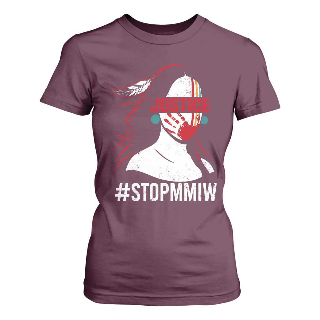 MMIW Awareness T Shirt For Women Justice For Indigenous Woman Stop Stolen Sisters TS10 Maroon Print Your Wear