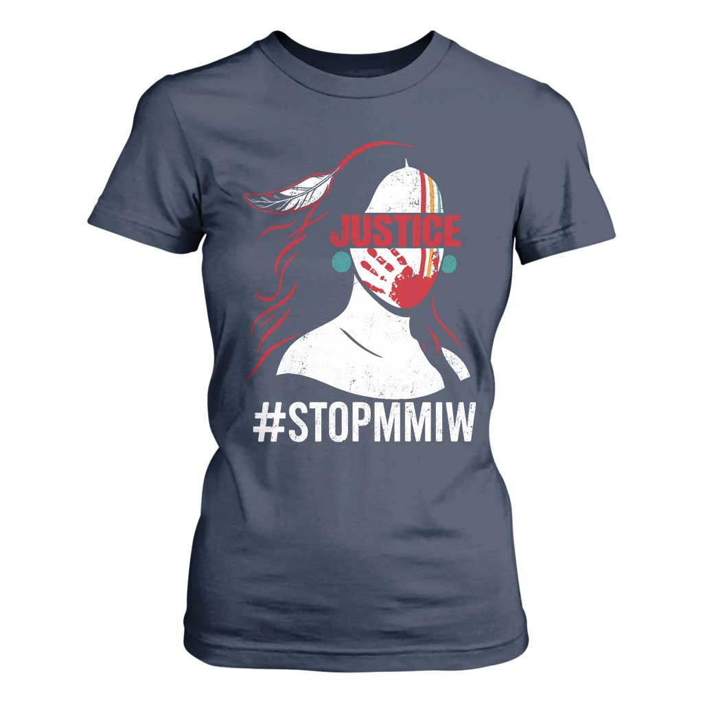 MMIW Awareness T Shirt For Women Justice For Indigenous Woman Stop Stolen Sisters TS10 Navy Print Your Wear