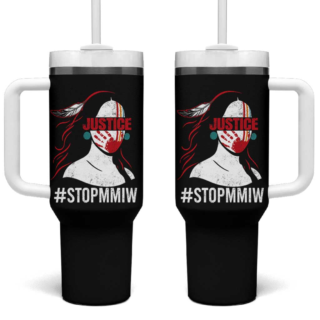 MMIW Awareness Tumbler With Handle Justice For Indigenous Woman Stop Stolen Sisters TS10 One Size: 40 oz Black Print Your Wear