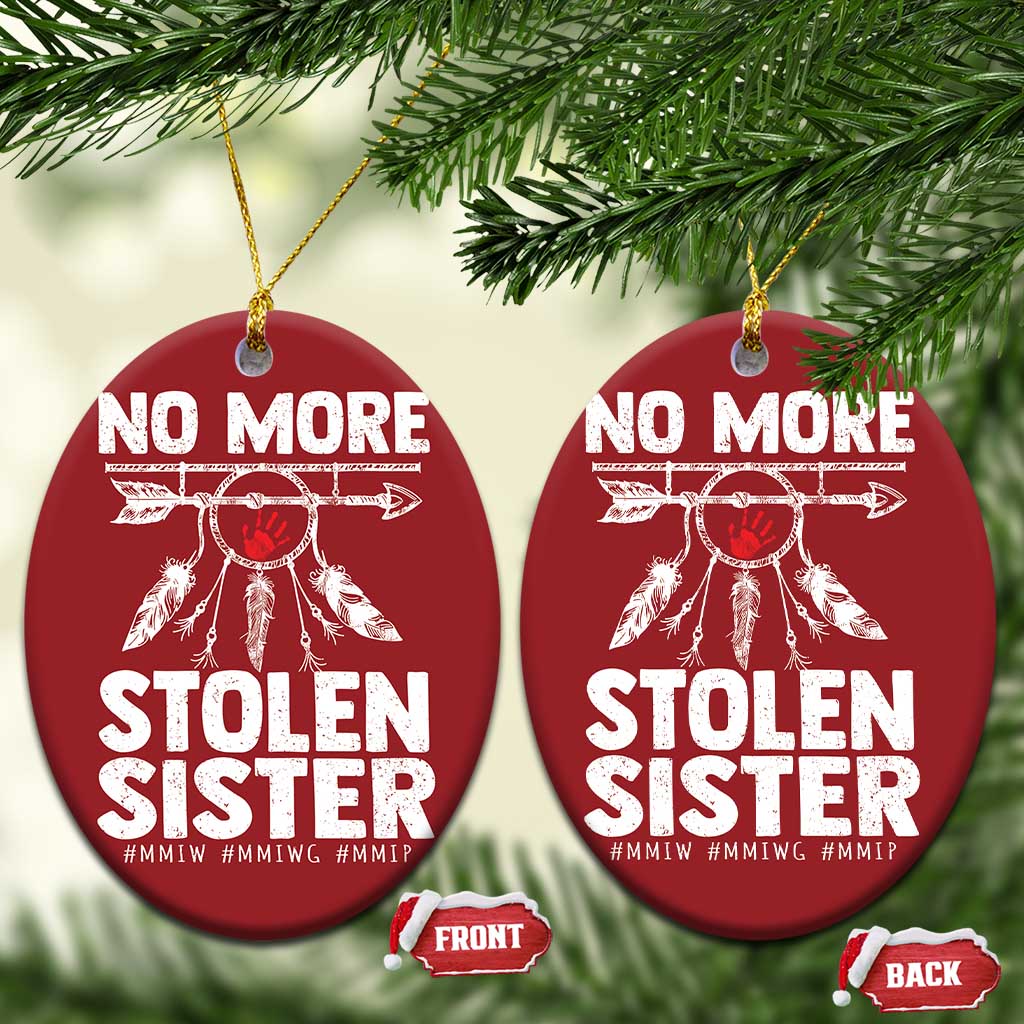MMIW Christmas Ornament No More Stolen Sisters Indigenous Woman TS10 Oval Red Print Your Wear