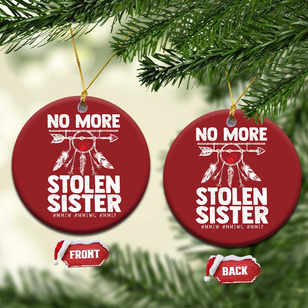 MMIW Christmas Ornament No More Stolen Sisters Indigenous Woman TS10 Circle Red Print Your Wear