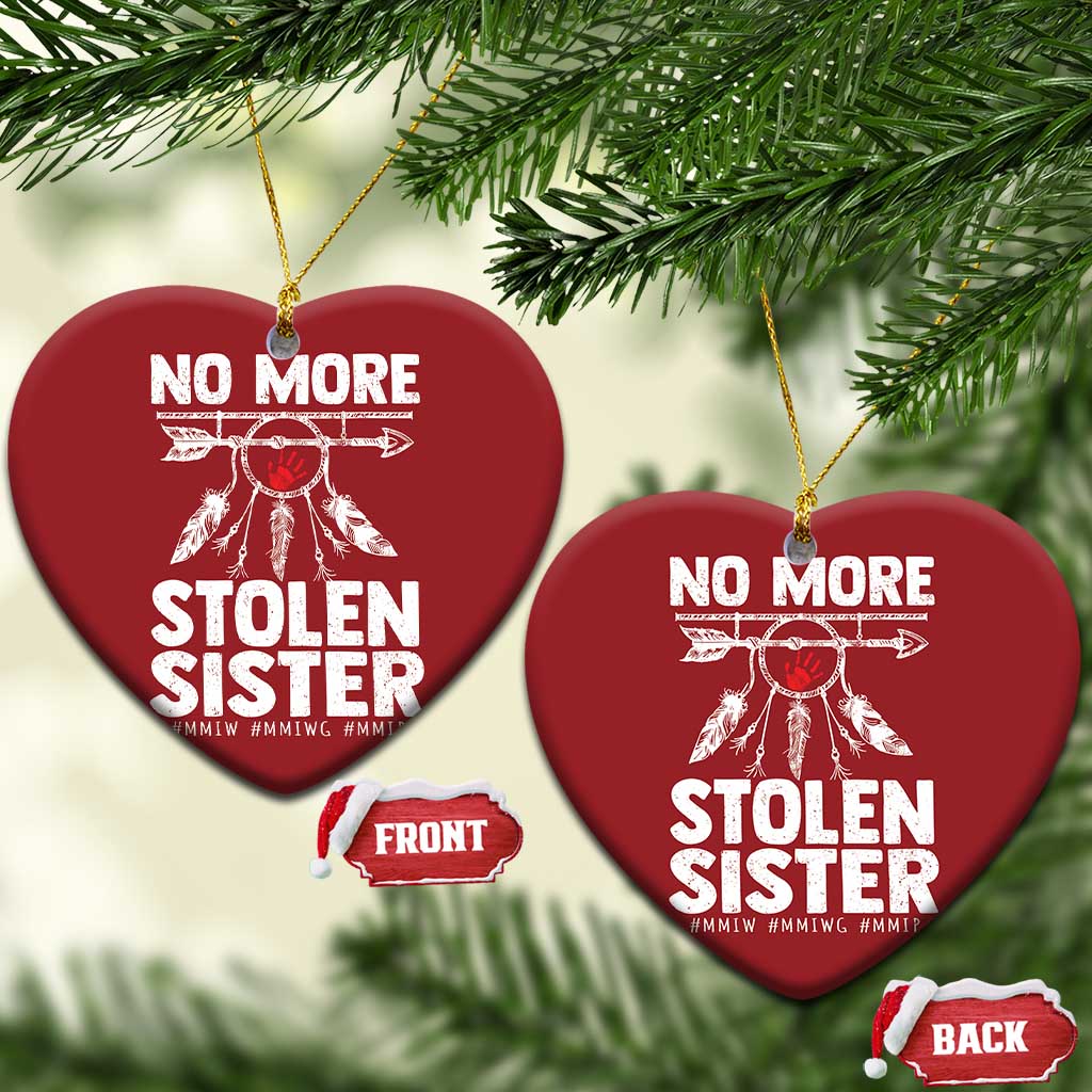 MMIW Christmas Ornament No More Stolen Sisters Indigenous Woman TS10 Heart Red Print Your Wear