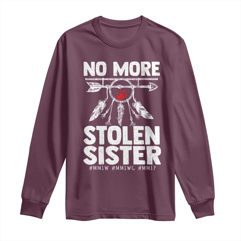 MMIW Long Sleeve Shirt No More Stolen Sisters Indigenous Woman TS10 Maroon Print Your Wear