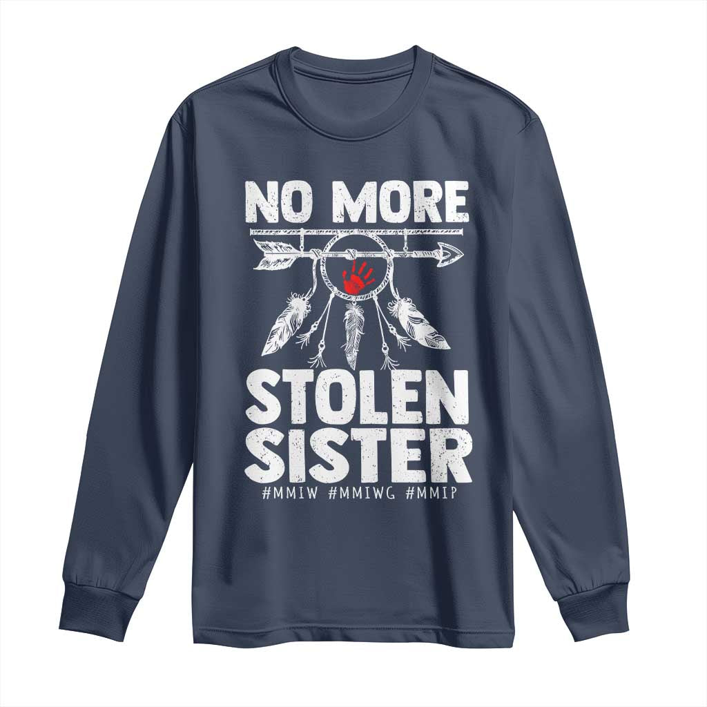 MMIW Long Sleeve Shirt No More Stolen Sisters Indigenous Woman TS10 Navy Print Your Wear