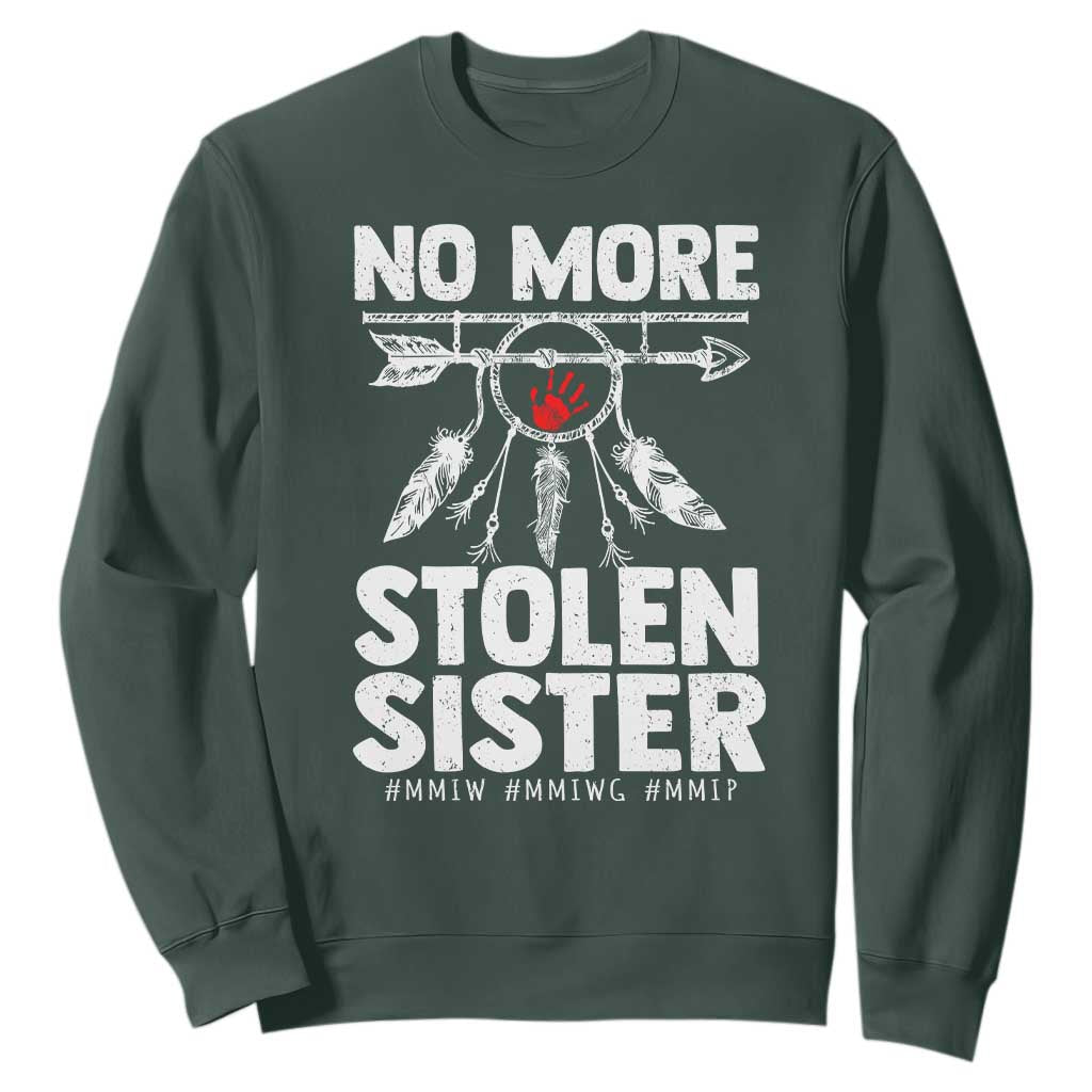 MMIW Sweatshirt No More Stolen Sisters Indigenous Woman TS10 Dark Forest Green Print Your Wear
