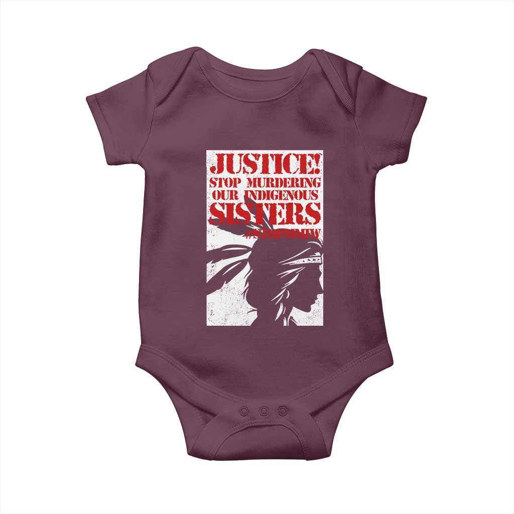 MMIW Awareness Baby Onesie Justice Stop Murdering Our Indigenous Sisters TS10 Maroon Print Your Wear