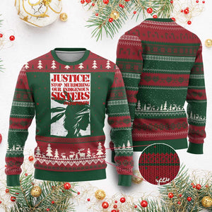 MMIW Awareness Ugly Christmas Sweater Justice Stop Murdering Our Indigenous Sisters TS10 Red Green Print Your Wear